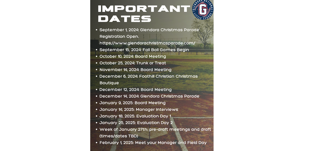 IMPORTANT DATES